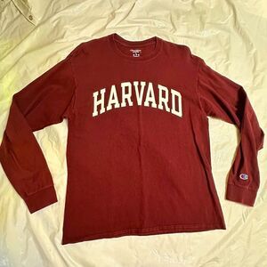 Harvard University Champion Crimson Long Sleeve Logo T-shirt Size Large